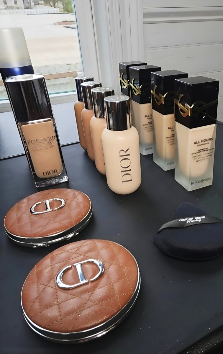 Dior and YSL professional foundations in the Cedrian Greve Artistry luxury Bridal Makeup kit